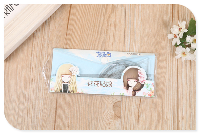 Plastic stationery ruler students examination triangle protractor ruler set ruler