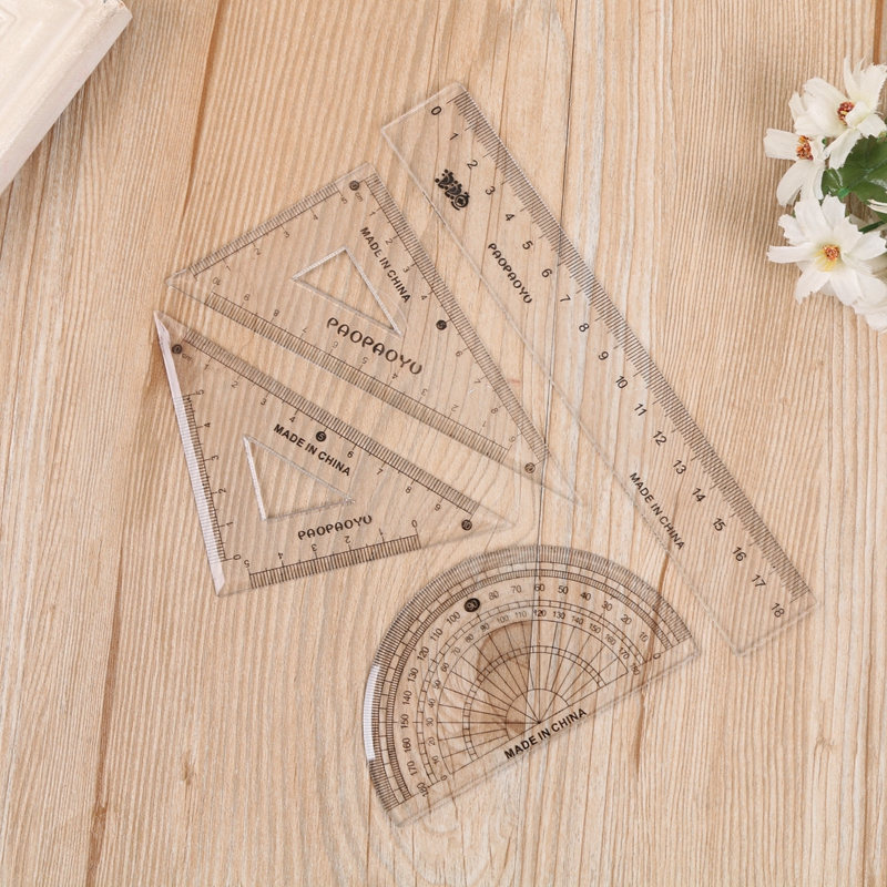 Plastic stationery ruler students examination triangle protractor ruler set ruler