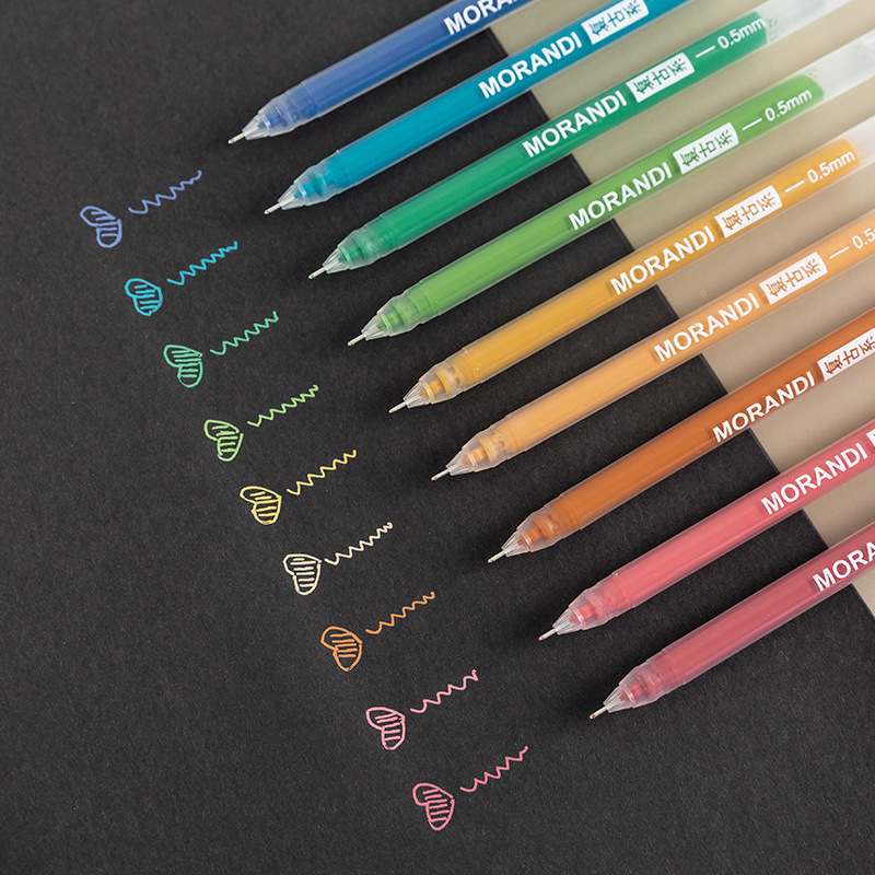 Color Notebook Pen Set Morandi Color Matching Water-Based Paint Pen Highlight Marker Full Needle Tube 0.5mm Gel Pen