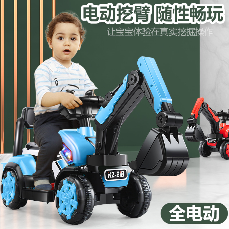 Children&#039;s Full Electric Arm Excavator Boy Toy Car Excavator Can Sit and Ride Oversized Hook Machine Engineering Car