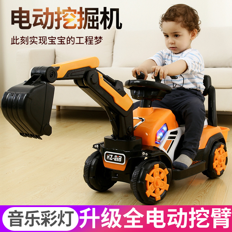 Children&#039;s Full Electric Arm Excavator Boy Toy Car Excavator Can Sit and Ride Oversized Hook Machine Engineering Car