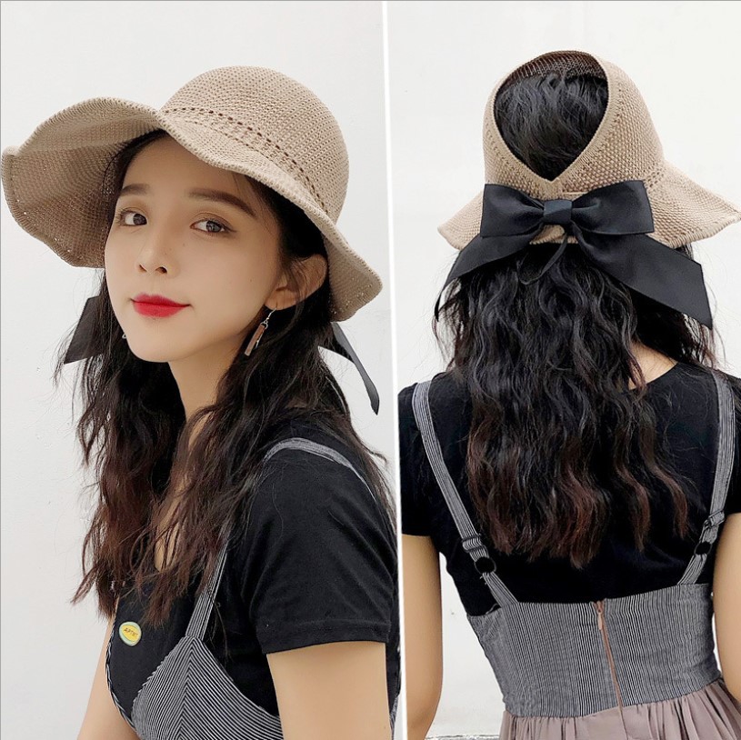 Hat Female 2021 New Spring Summer Fisherman Hat Ladies Outdoor Sun Shade Visor Cap Folding Straw Hat