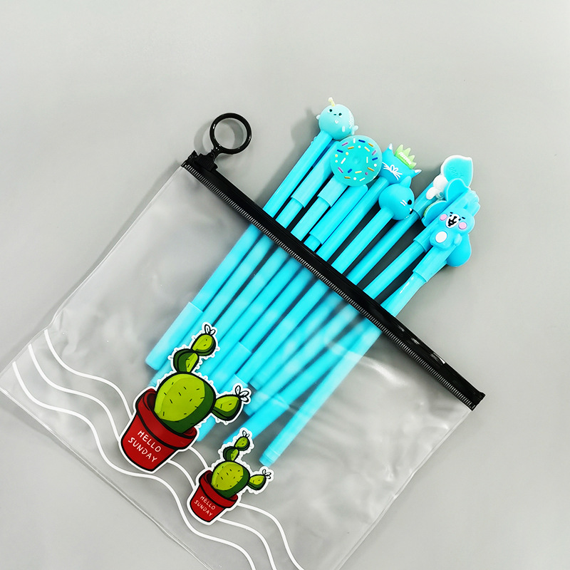 Cartoon Pen Storage Gift Bags 10 Gel Pen Set Creative Pencil Case Girl Heart Stationery Ball Pen Signature Pen
