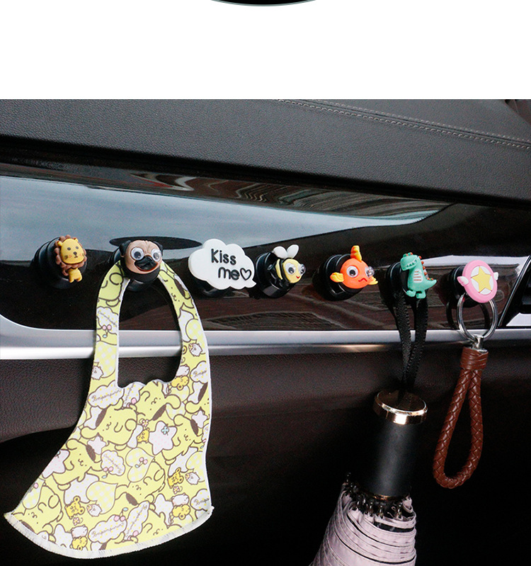 Car Hook Mini Car Multifunction Invisible Small Hook Viscose Household Creative Cartoon Cute Interior Supplies