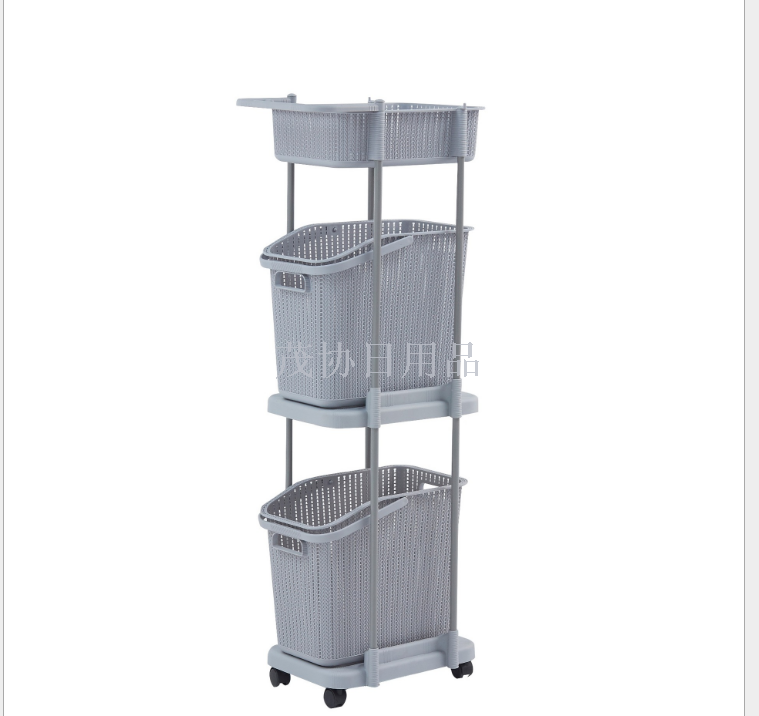 Multi-layer trolley laundry basket removable laundry basket bathroom storage basket with pulley laundry basket toy rack