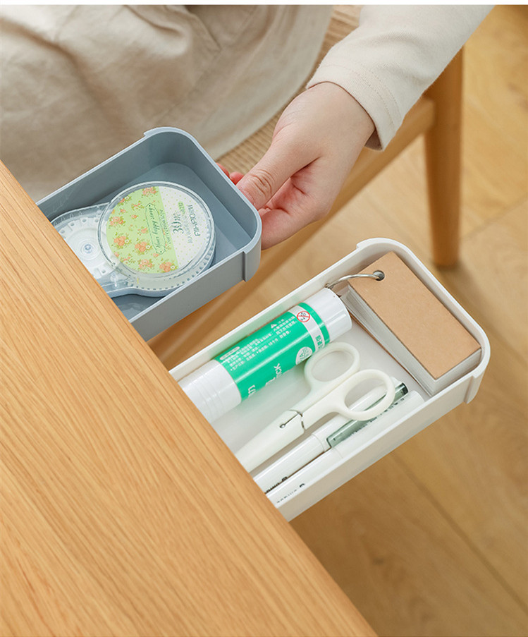 Paste Drawer-Type under-Desk Storage Box Desktop Storage Box Office Desk Hidden Stationery Sundries Plastic Pencil Storage Case