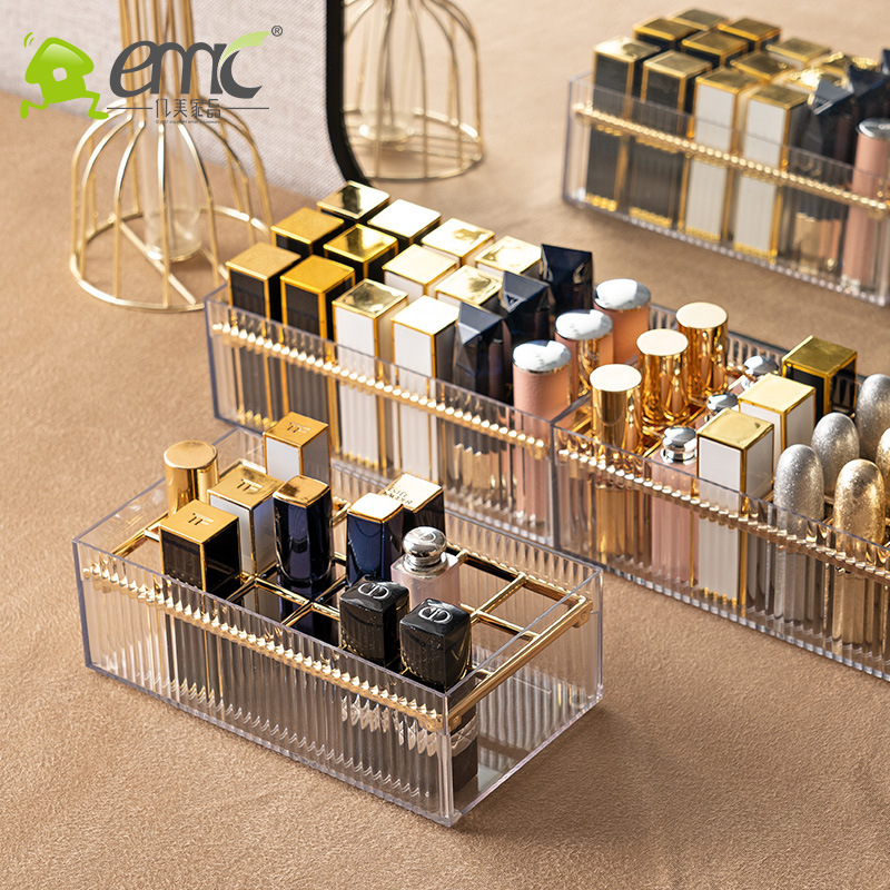 Multi-Grid Lipstick Storage Box Transparent Lip Lacquer Brush Eyebrow Pencil Storage Rack Heightened Desktop Makeup Finishing Lipstick Rack