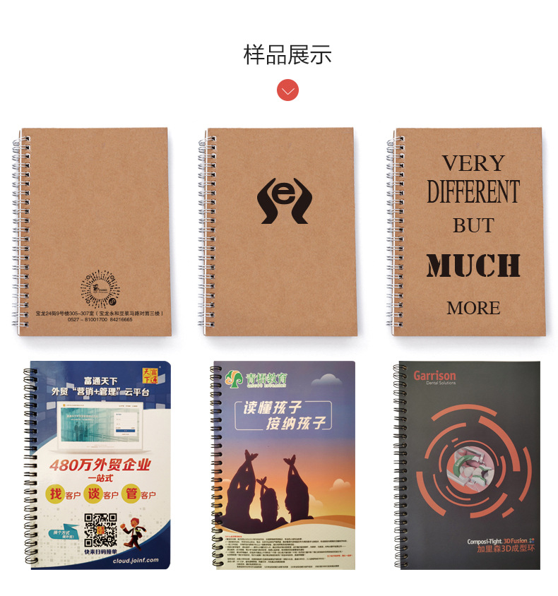 A5 Coil Kraft Paper Notebook Customization Enterprise Brochure Advertising Customization Logo Flip Notebook in Stock Wholesale