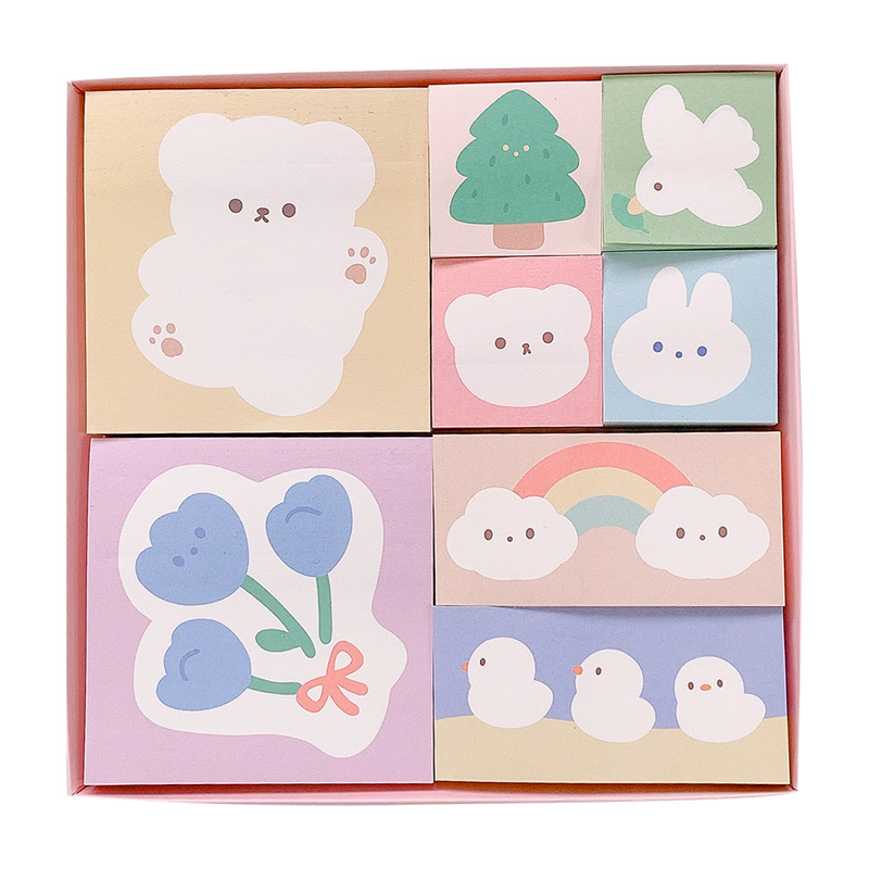 Yilan Cartoon Sticky Note Set Cute Ins Style Note Sticker Girl Heart Student Stationery Sticky Notepad Gift Box