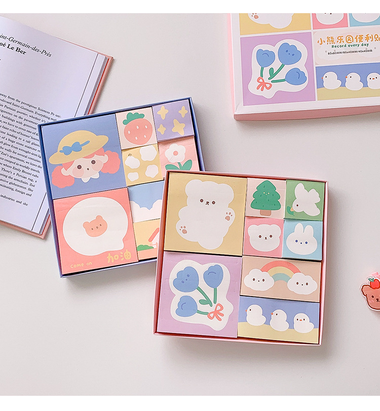 Yilan Cartoon Sticky Note Set Cute Ins Style Note Sticker Girl Heart Student Stationery Sticky Notepad Gift Box