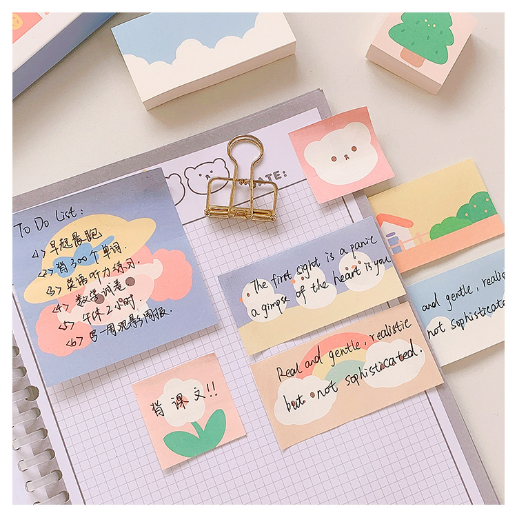 Yilan Cartoon Sticky Note Set Cute Ins Style Note Sticker Girl Heart Student Stationery Sticky Notepad Gift Box