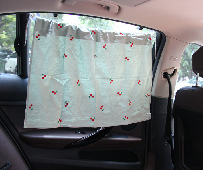 Korean Laonmanman Auto Curtain Pure Cotton Embroidery Sun Shade Light Blocking Sucker Ins Pastoral Style