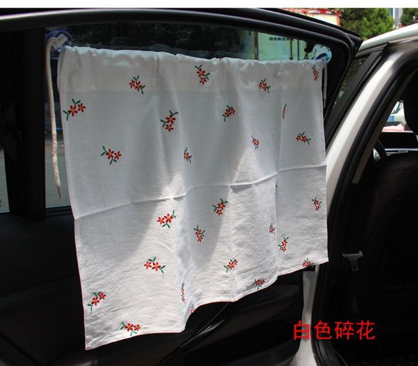 Korean Laonmanman Auto Curtain Pure Cotton Embroidery Sun Shade Light Blocking Sucker Ins Pastoral Style