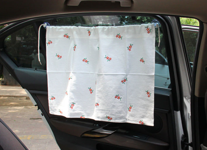 Korean Laonmanman Auto Curtain Pure Cotton Embroidery Sun Shade Light Blocking Sucker Ins Pastoral Style