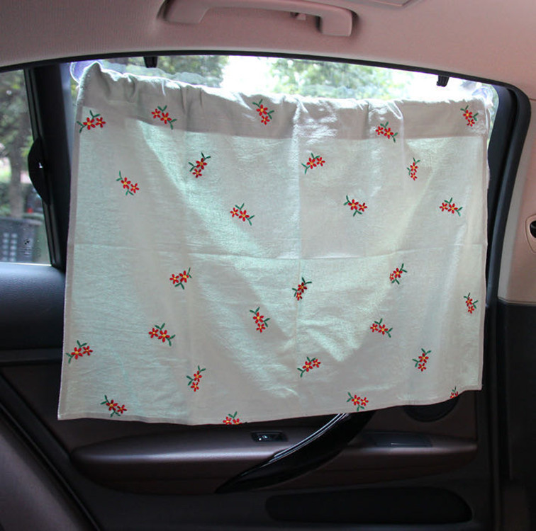 Korean Laonmanman Auto Curtain Pure Cotton Embroidery Sun Shade Light Blocking Sucker Ins Pastoral Style