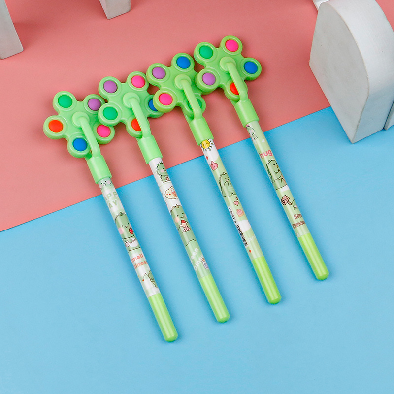 Little Dinosaur Decompression Windmill Gel Pen Student Gift Educational High Color Value School Supplies Black 0.5mm Ball Pen
