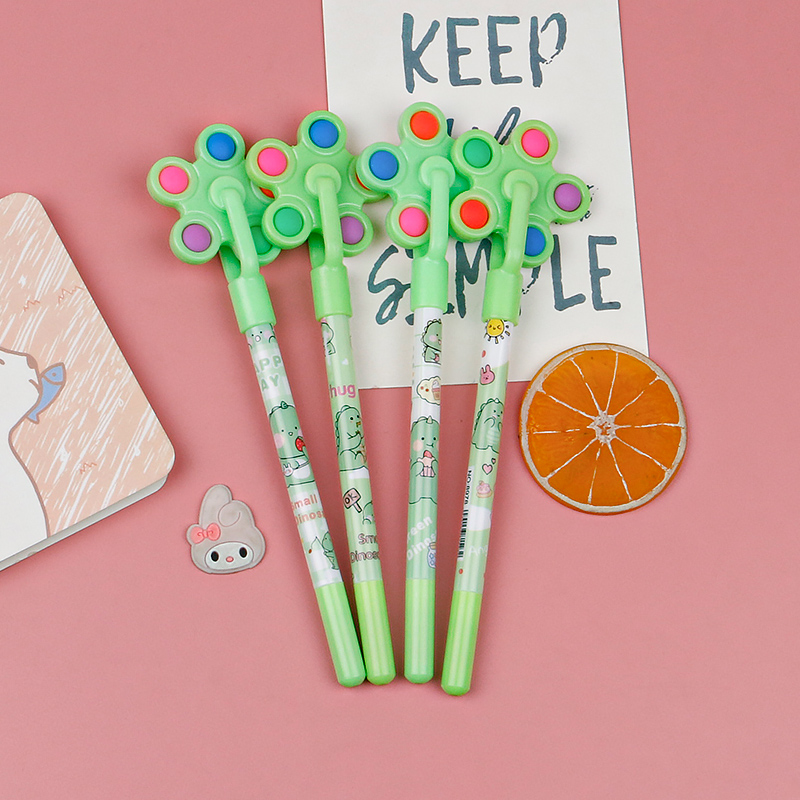 Little Dinosaur Decompression Windmill Gel Pen Student Gift Educational High Color Value School Supplies Black 0.5mm Ball Pen