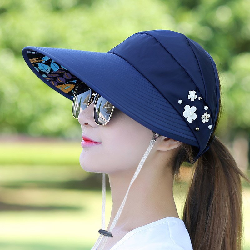 Hat Lady Sun Hat Sun Shade flower Big Brim Cool Hat Big Brim empty Top versatile Spring and summer UV protection