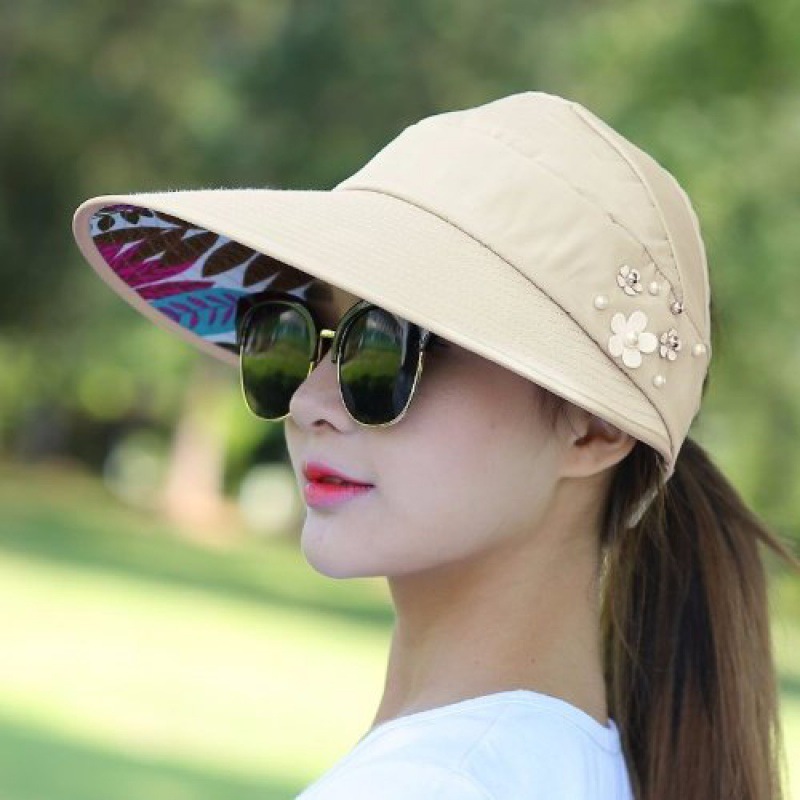 Hat Lady Sun Hat Sun Shade flower Big Brim Cool Hat Big Brim empty Top versatile Spring and summer UV protection