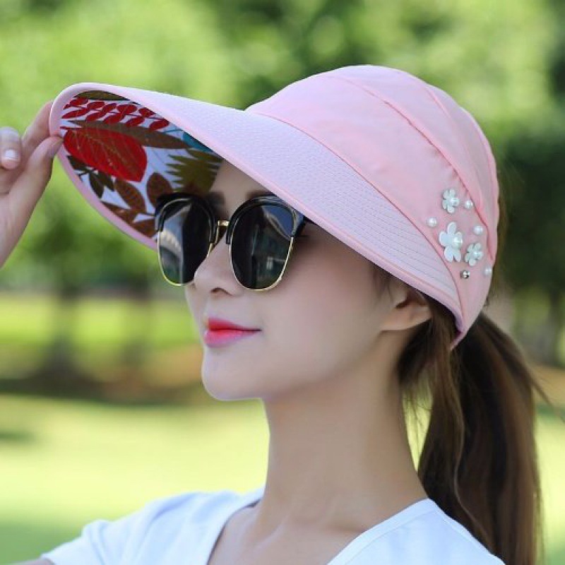 Hat Lady Sun Hat Sun Shade flower Big Brim Cool Hat Big Brim empty Top versatile Spring and summer UV protection
