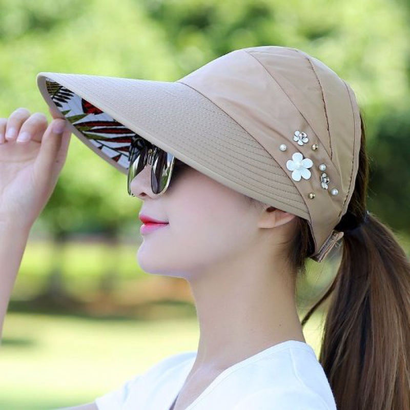 Hat Lady Sun Hat Sun Shade flower Big Brim Cool Hat Big Brim empty Top versatile Spring and summer UV protection