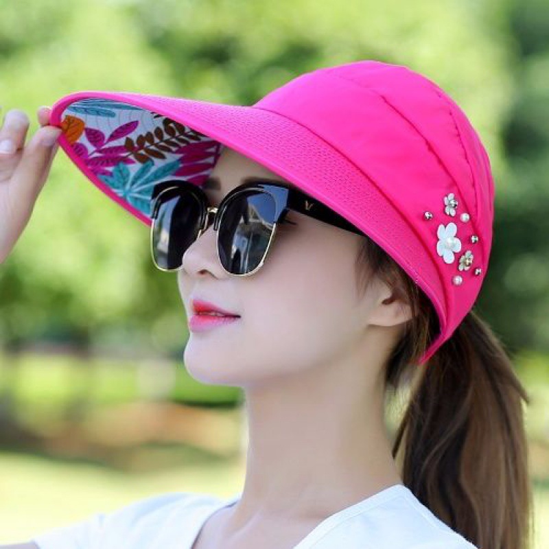 Hat Lady Sun Hat Sun Shade flower Big Brim Cool Hat Big Brim empty Top versatile Spring and summer UV protection