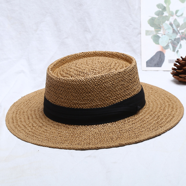 Korean Style Flat Straw Hat Elegant Casual Hat Women's Summer Seaside Big Brim Sun Protection Sun Shade Vacation All-Matching