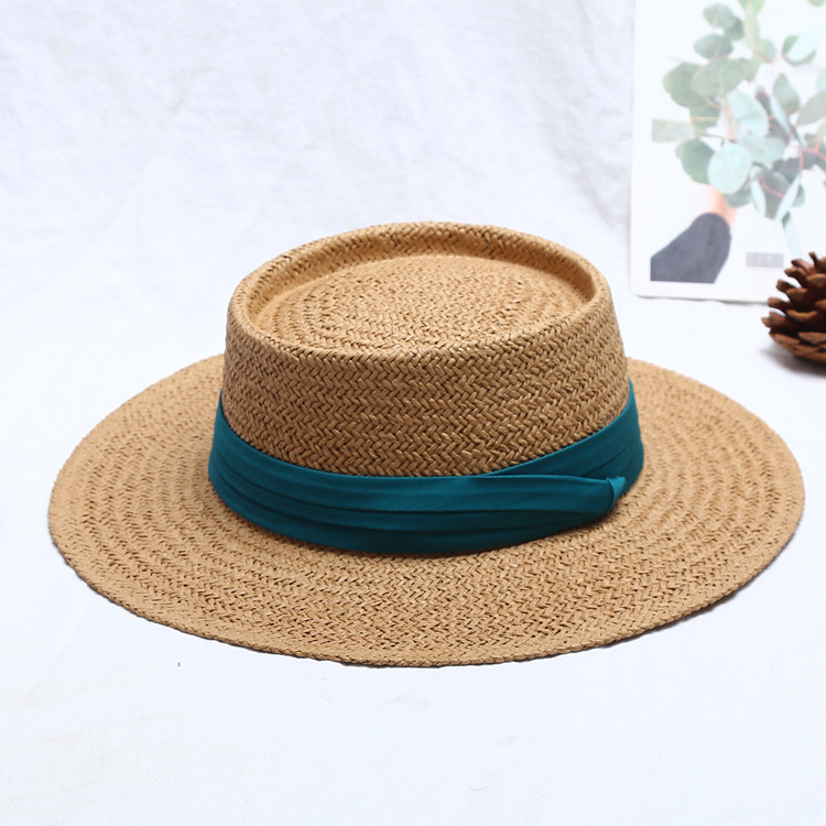 Korean Style Flat Straw Hat Elegant Casual Hat Women's Summer Seaside Big Brim Sun Protection Sun Shade Vacation All-Matching