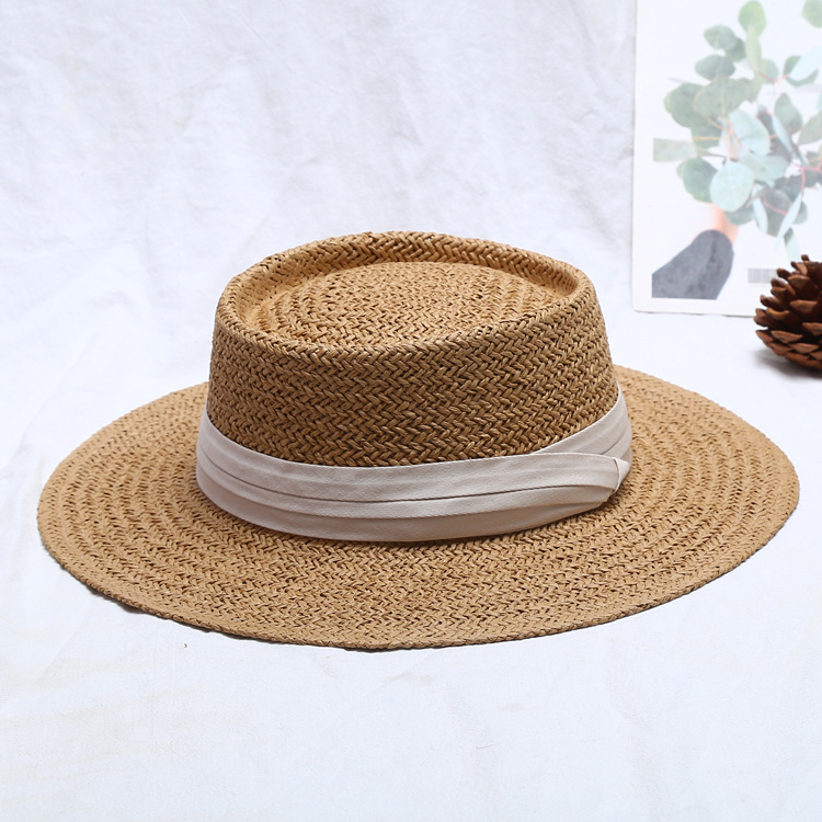 Korean Style Flat Straw Hat Elegant Casual Hat Women's Summer Seaside Big Brim Sun Protection Sun Shade Vacation All-Matching