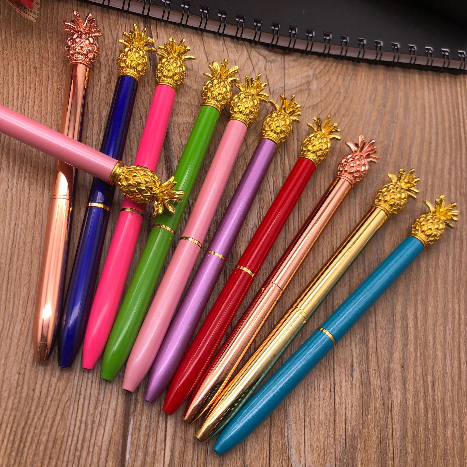 Cross-Border Supply Factory Wholesale Pineapple Pen Metal Ball Point Pen Rotary Gift Advertising Marker Spot Customizable Logo Cross-Border Supply Factory Wholesale Pineapple Pen Metal Ball Point Pen Rotary Gift Advertising Marker Spot Customizable Logo
