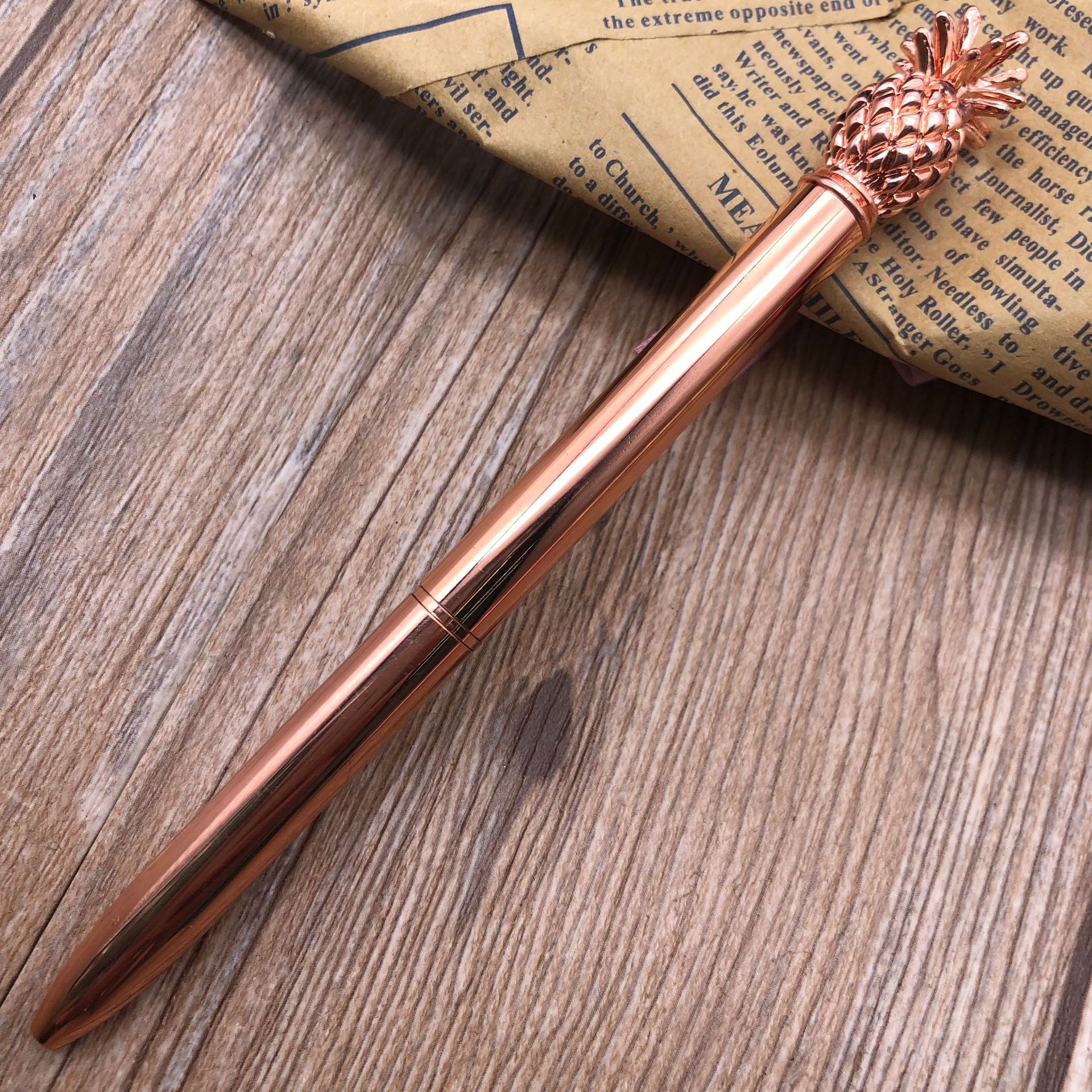 Cross-Border Supply Factory Wholesale Pineapple Pen Metal Ball Point Pen Rotary Gift Advertising Marker Spot Customizable Logo