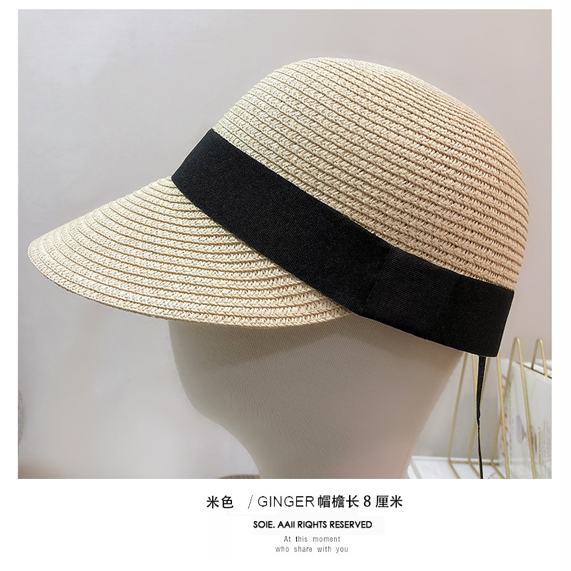 Korean Straw Plaited Peaked Cap Equestrian Hat Women's Summer Outdoor Travel Beach Casual All-Match Sun Protection Sun Shade Straw Hat Korean Straw Plaited Peaked Cap Equestrian Hat Women's Summer Outdoor Travel Beach Casual All-Match Sun Protection Sun Shade Straw Hat