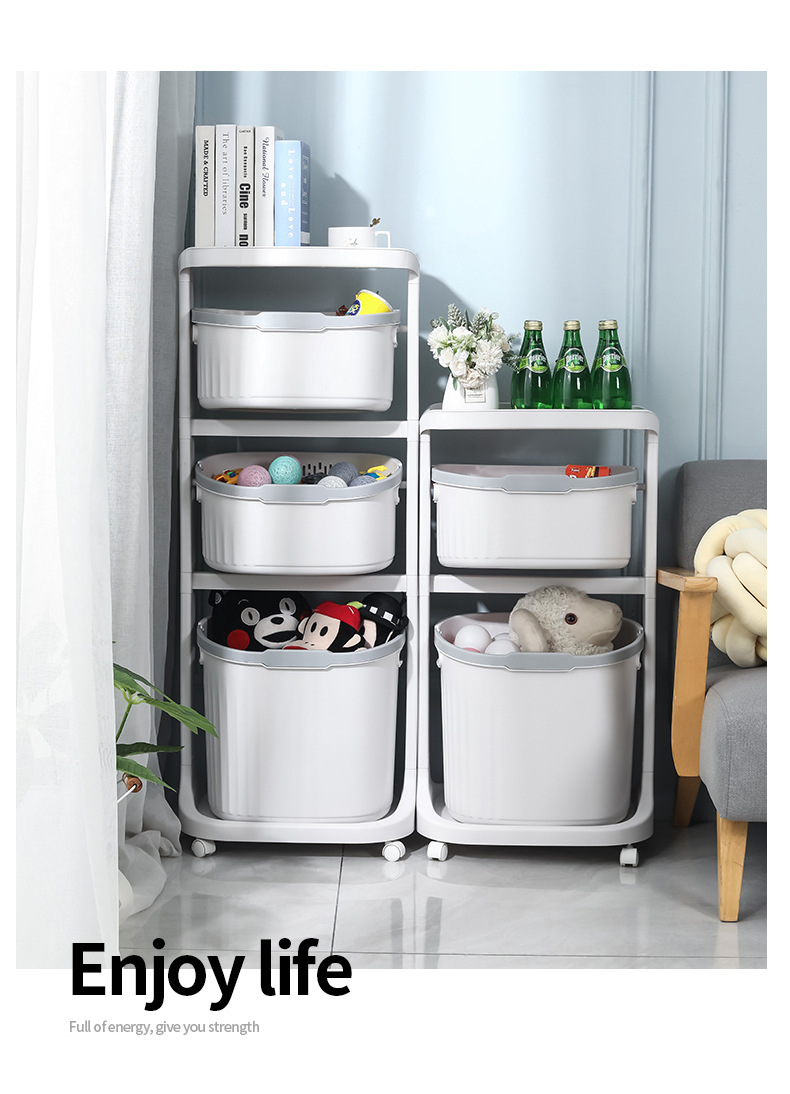 Household Bathroom Multi-Layer Organize the Shelves Rotating Bathroom Floor Type with Pulley Storage Basket Multifunctional Laundry Basket Household Bathroom Multi-Layer Organize the Shelves Rotating Bathroom Floor Type with Pulley Storage Basket Multifunctional Laundry Basket