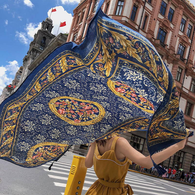 Summer Cotton and Linen Ethnic Style Beach Towel Women&#039;s New Sun Shade Vacation Sun Protection Air-Conditioner Shawl Travel Printed Scarf