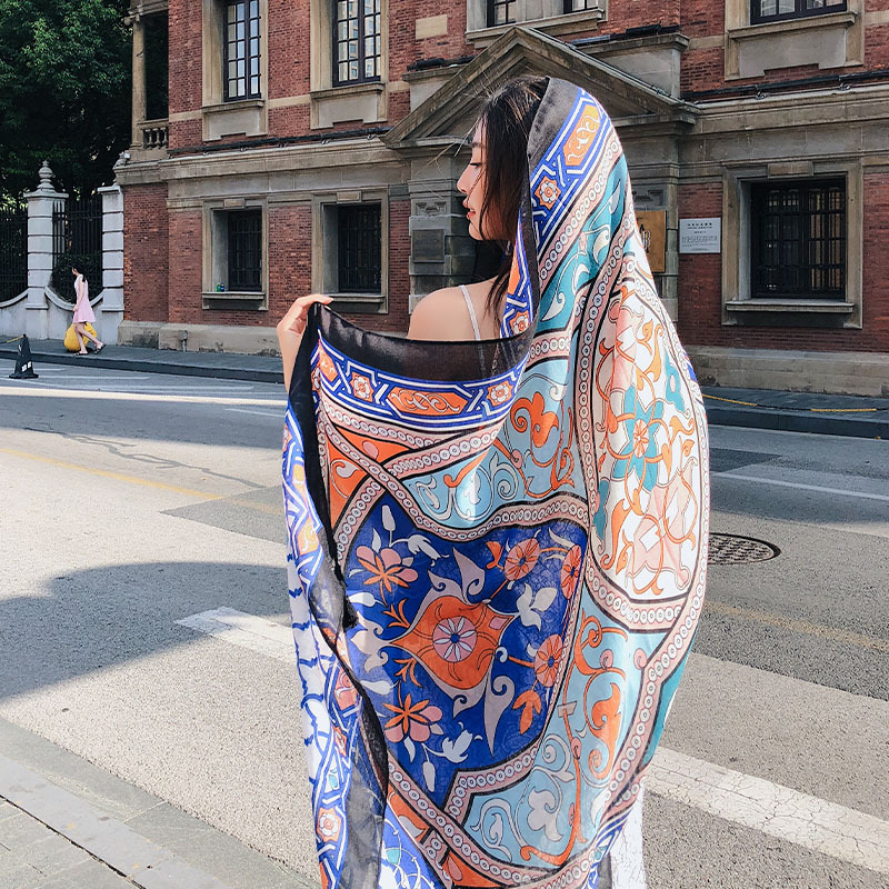 Summer Cotton and Linen Ethnic Style Beach Towel Women's New Sun Shade Vacation Sun Protection Air-Conditioner Shawl Travel Printed Scarf