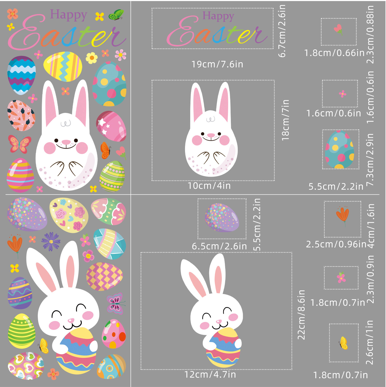 2022 Amazon Cross-Border Easter Wall Stickers Cartoon Cute Rabbit Colorful Eggs Shopping Window Glass Electrostatic Sticker 2022 Amazon Cross-Border Easter Wall Stickers Cartoon Cute Rabbit Colorful Eggs Shopping Window Glass Electrostatic Sticker