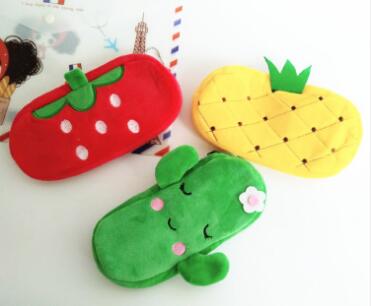 Express plush cartoon pencil pencil bag animal children stationery bag creative gift fruit pen bag