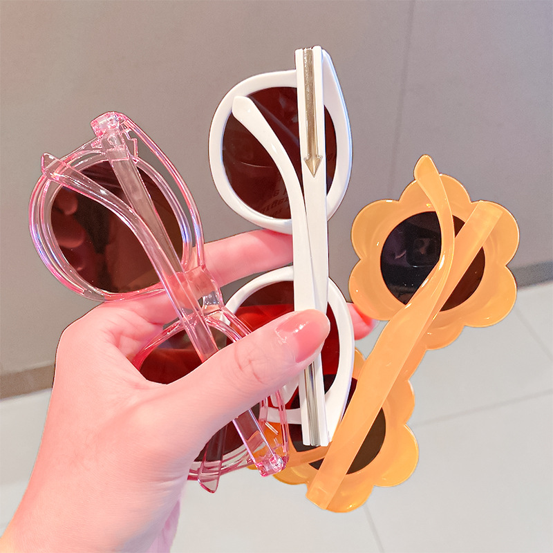 Korean Style New Kids Sunglasses Sun Shade round Frame Kid&#039;s Eyewear Cute Sunglasses Hollow Sun Protection Reflective Lenses Jewelry