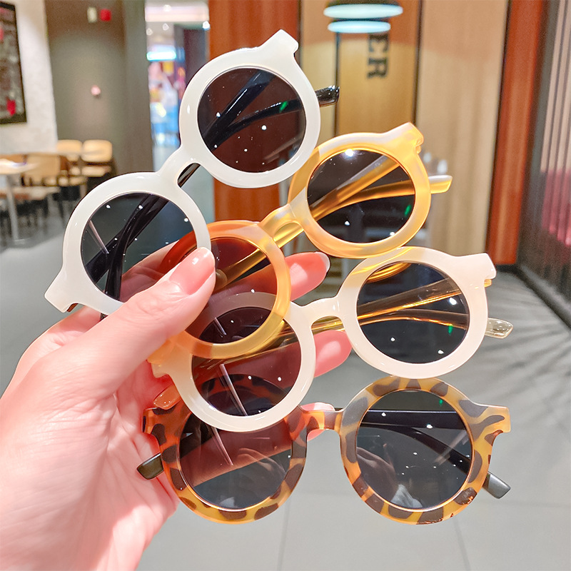 Korean Style New Kids Sunglasses Sun Shade round Frame Kid&#039;s Eyewear Cute Sunglasses Hollow Sun Protection Reflective Lenses Jewelry