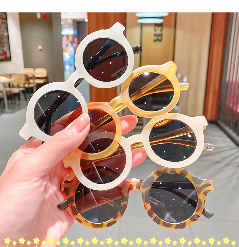 Korean Style New Kids Sunglasses Sun Shade round Frame Kid's Eyewear Cute Sunglasses Hollow Sun Protection Reflective Lenses Jewelry