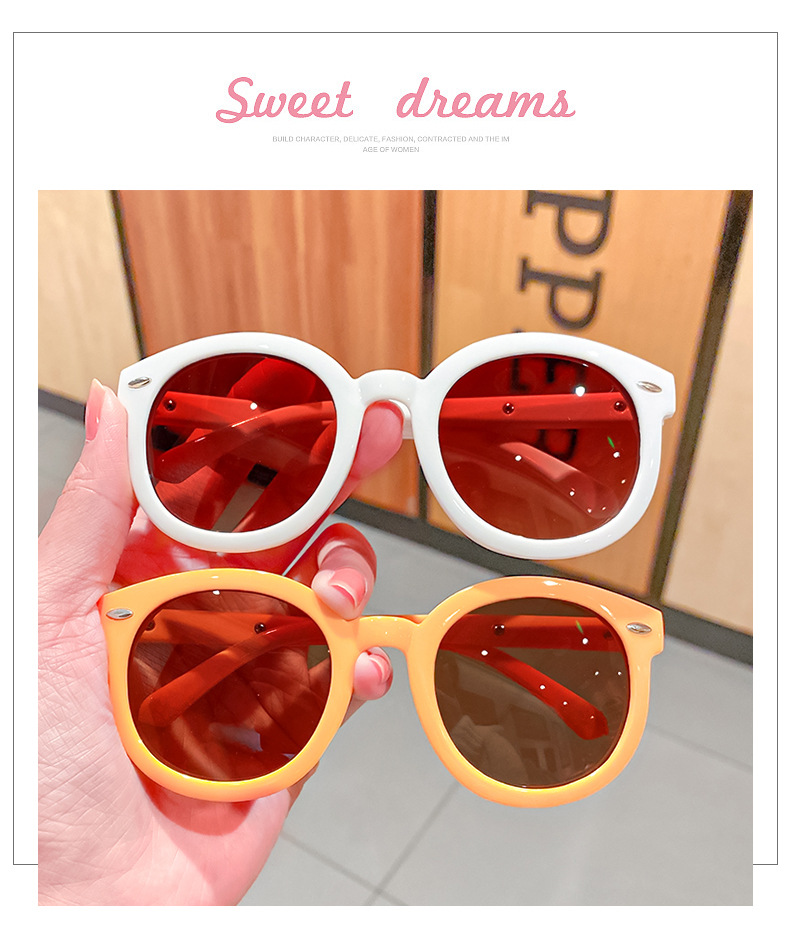 Korean Style New Kids Sunglasses Sun Shade round Frame Kid's Eyewear Cute Sunglasses Hollow Sun Protection Reflective Lenses Jewelry
