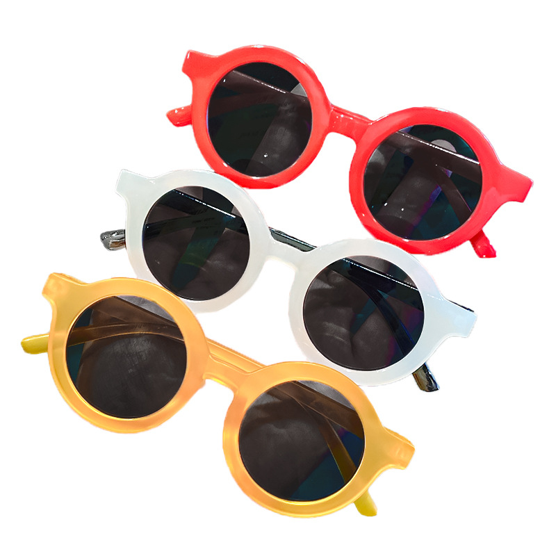 Korean Style New Kids Sunglasses Sun Shade round Frame Kid&#039;s Eyewear Cute Sunglasses Hollow Sun Protection Reflective Lenses Jewelry