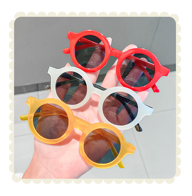 Korean Style New Kids Sunglasses Sun Shade round Frame Kid's Eyewear Cute Sunglasses Hollow Sun Protection Reflective Lenses Jewelry