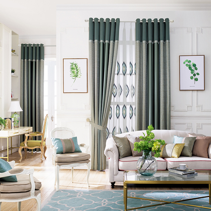 Modern Simple Solid Color Ready-Made Curtain Thickened Sun Shade Shading Curtain High Exquisite Jacquard Curtain Wholesale