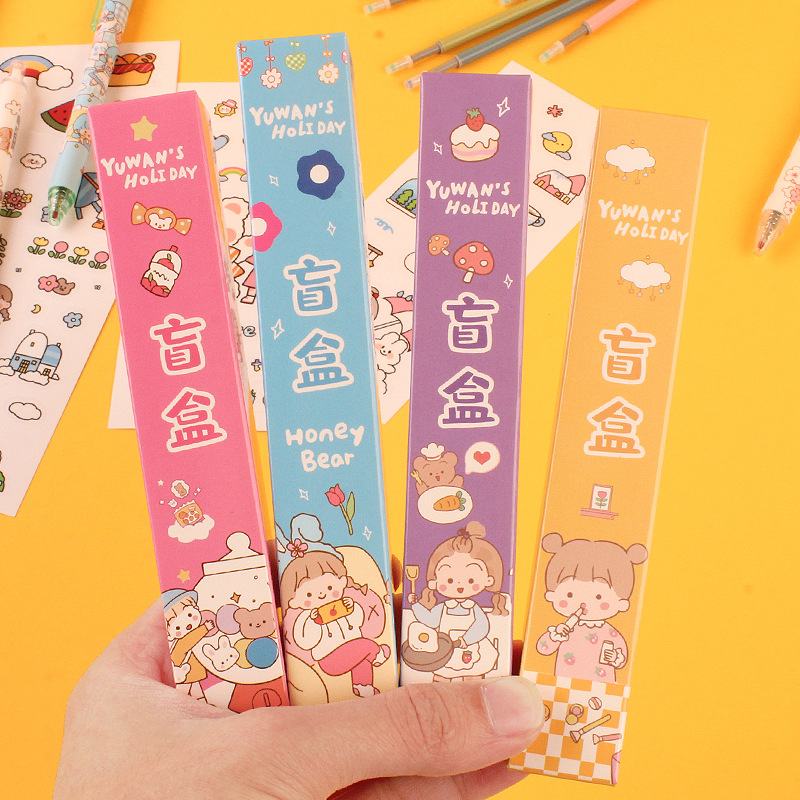 Internet Celebrity Stationery Blind Box Gel Pen Cartoon DIY Sticker Lucky Gift Box Student Prize Surprise Box