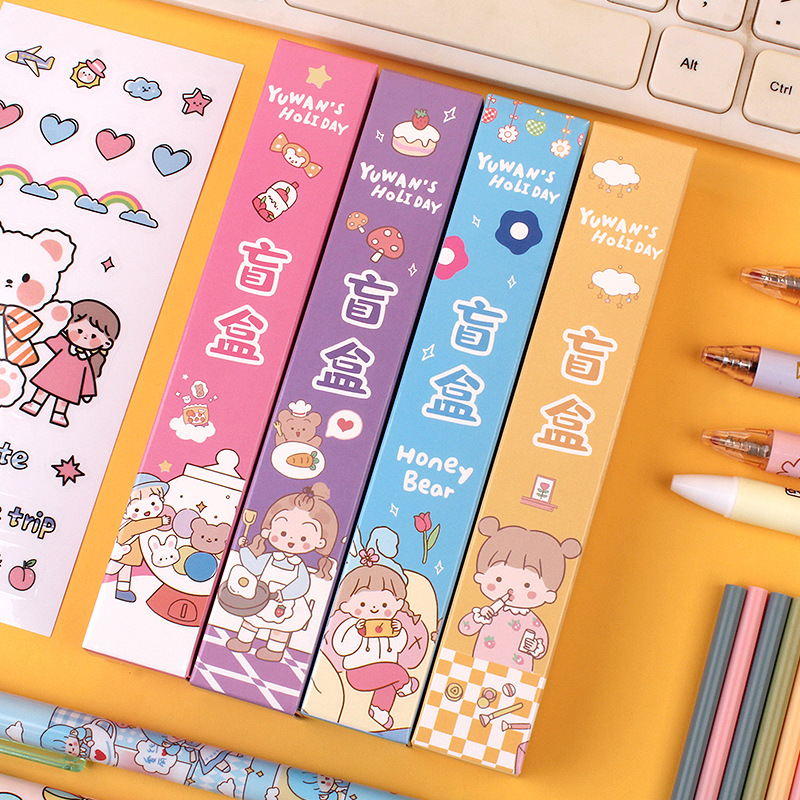 Internet Celebrity Stationery Blind Box Gel Pen Cartoon DIY Sticker Lucky Gift Box Student Prize Surprise Box
