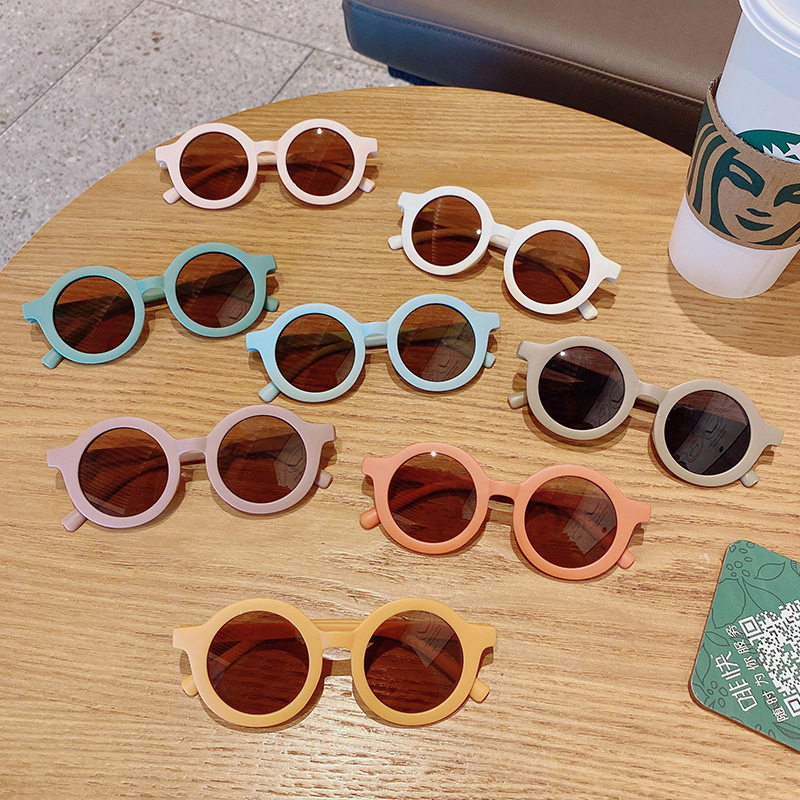 New Sun Shade Vintage round Frame Kid&#039;s Eyewear Street Shot Korean Sunglasses Frosted Frame Boys and Girls Sunglasses Wholesale