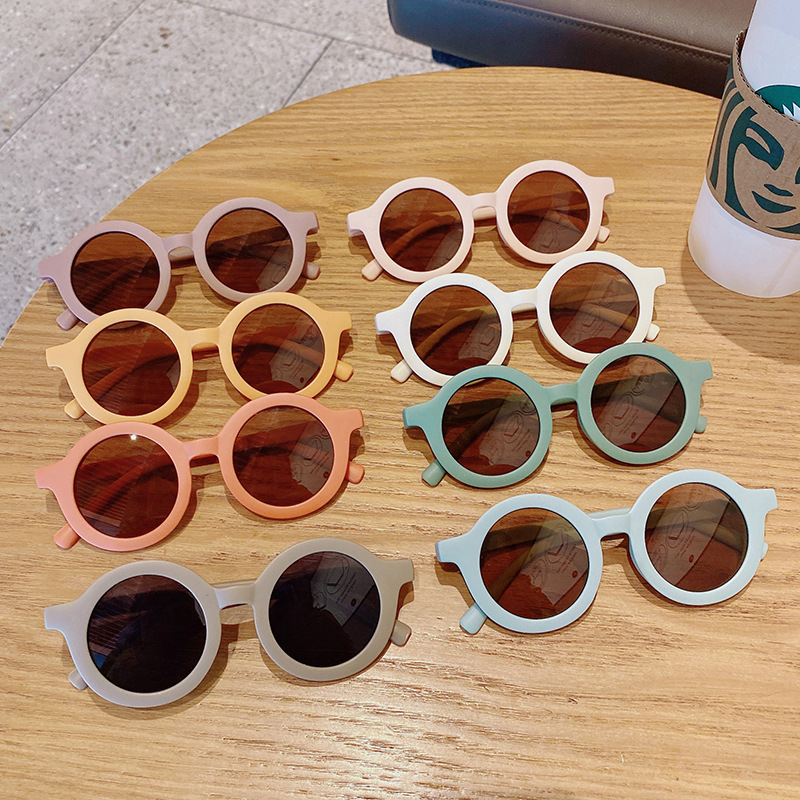New Sun Shade Vintage round Frame Kid&#039;s Eyewear Street Shot Korean Sunglasses Frosted Frame Boys and Girls Sunglasses Wholesale