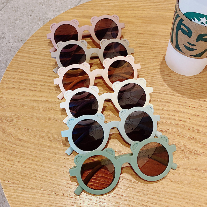 New Sun Shade Vintage round Frame Kid&#039;s Eyewear Street Shot Korean Sunglasses Frosted Frame Boys and Girls Sunglasses Wholesale