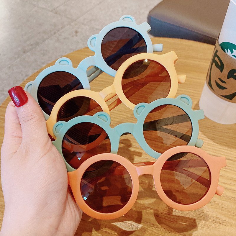 New Sun Shade Vintage round Frame Kid&#039;s Eyewear Street Shot Korean Sunglasses Frosted Frame Boys and Girls Sunglasses Wholesale